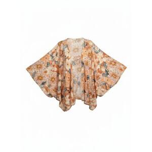 Rip Curl Kimono Cardigan Women Large Orange Floral Excellent Boho Beach Cover Up